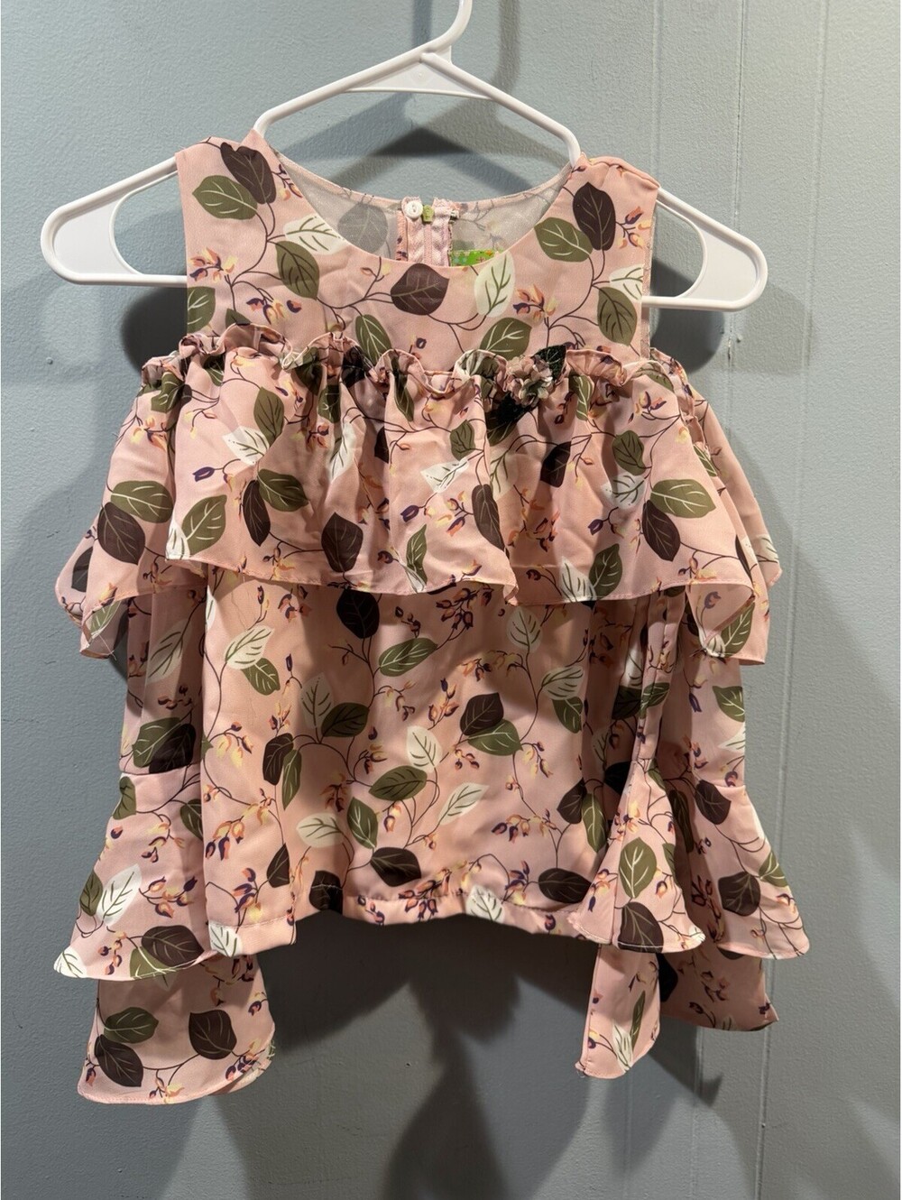Womens Lemon Mint Long Sleeves Blouse Size 36 Leaf Print